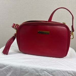 Red Crossbody Bag Tassel Gold Hardware Compact